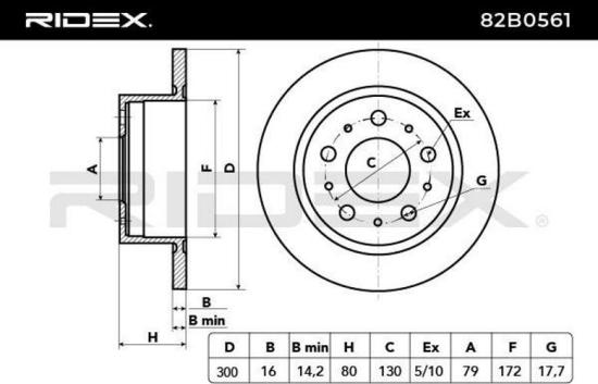 RIDEX 82B0561 2x Bremsscheiben Hinten Ø299,7mm voll für FIAT 4249E8 Bild RIDEX 82B0561 2x Bremsscheiben Hinten Ø299,7mm voll für FIAT 4249E8