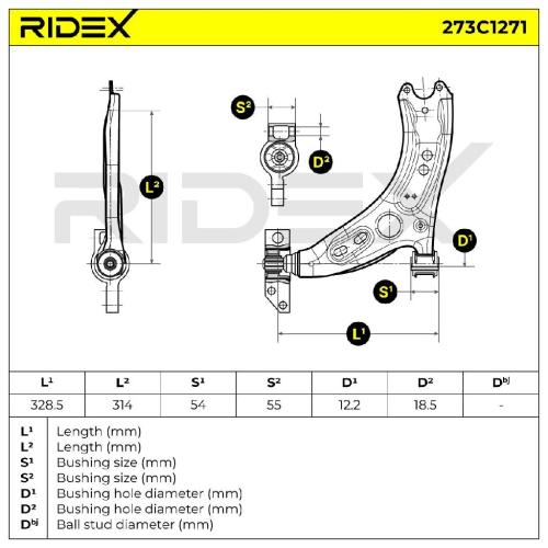 RIDEX 273C1271 Lenker Radaufhängung Querlenker Front links für VW Golf 5I (5K1) Bild RIDEX 273C1271 Lenker Radaufhängung Querlenker Front links für VW Golf 5I (5K1)