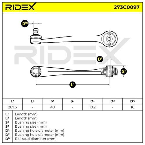 RIDEX 273C0097 Lenker Radaufhängung Querlenker für AUDI A4 Avant (8K5, B8) Bild RIDEX 273C0097 Lenker Radaufhängung Querlenker für AUDI A4 Avant (8K5, B8)