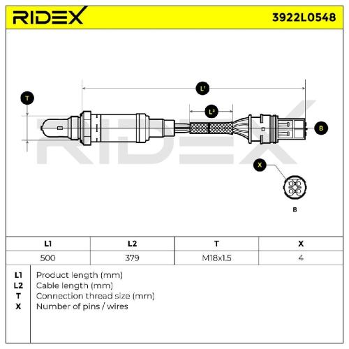 RIDEX 3922L0548 Lambdasonde Oxygen O2 Sensor Beheizt für VW Golf 1II (1H1) Bild RIDEX 3922L0548 Lambdasonde Oxygen O2 Sensor Beheizt für VW Golf 1II (1H1)