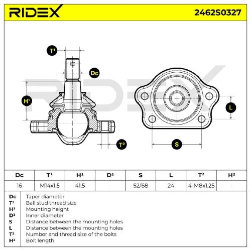 RIDEX 2462S0327 Traggelenk Führungsgelenk Vorne für NISSAN Cabstar (F24M, F24W) Bild RIDEX 2462S0327 Traggelenk Führungsgelenk Vorne für NISSAN Cabstar (F24M, F24W)
