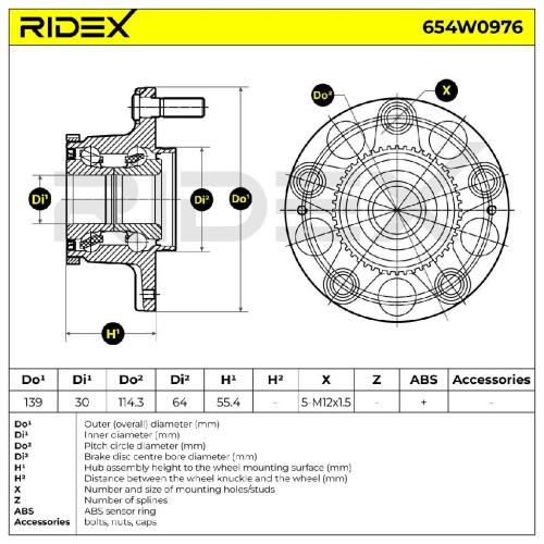 RIDEX 654W0976 Radlagersatz pro 1 Rad Hinten für HONDA Accord VII Limousine Bild RIDEX 654W0976 Radlagersatz pro 1 Rad Hinten für HONDA Accord VII Limousine