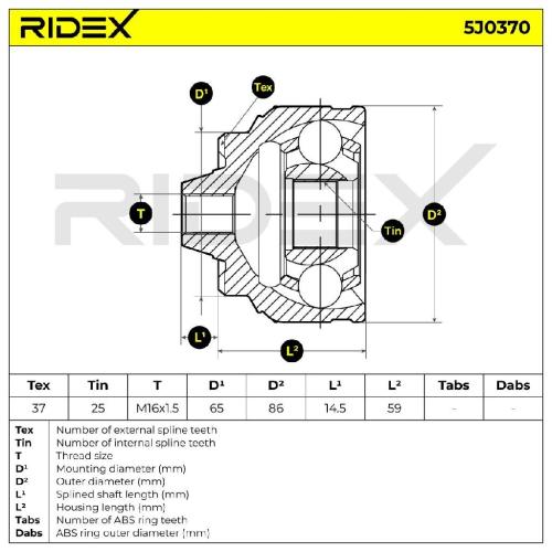 RIDEX 5J0370 Gelenksatz Antriebswelle Achswelle radseitig Hinten für BMW Bild RIDEX 5J0370 Gelenksatz Antriebswelle Achswelle radseitig Hinten für BMW