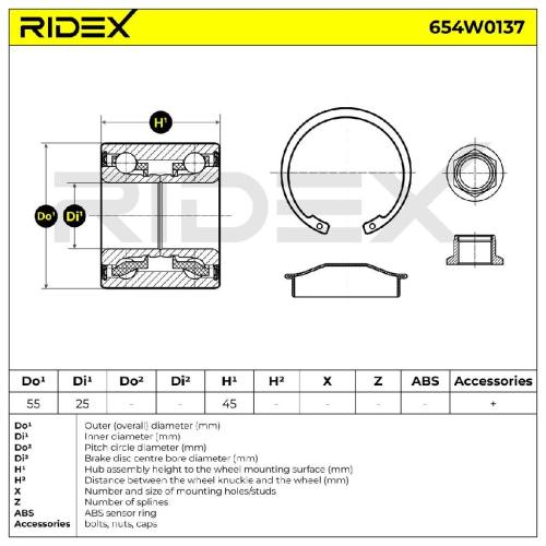 RIDEX 654W0137 Radlagersatz pro 1 Rad Hinten beidseitig Foto entspricht Bild RIDEX 654W0137 Radlagersatz pro 1 Rad Hinten beidseitig Foto entspricht