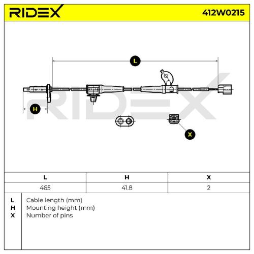 RIDEX ABS-Sensor 412W0215 Hinterachse rechts 470mm für HONDA Accord VII Tourer Bild RIDEX ABS-Sensor 412W0215 Hinterachse rechts 470mm für HONDA Accord VII Tourer