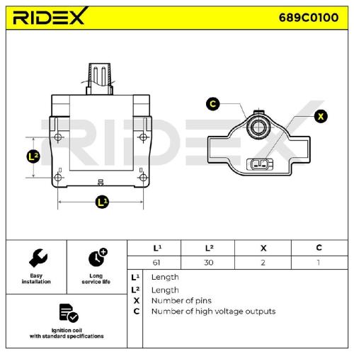 RIDEX 689C0100 Zündspule für SUZUKI Samurai SUV (SJ) 3340080C10 3341057B10 Bild RIDEX 689C0100 Zündspule für SUZUKI Samurai SUV (SJ) 3340080C10 3341057B10