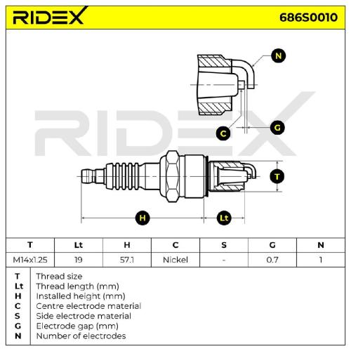 RIDEX 686S0010 Zündkerze Spanner Size: 20,8 Gewindelänge: 19 für VW Golf 1II Bild RIDEX 686S0010 Zündkerze Spanner Size: 20,8 Gewindelänge: 19 für VW Golf 1II