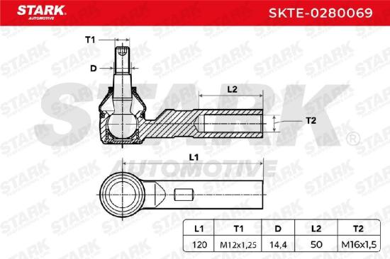 STARK Spurstangenkopf Vorderachse beidseitig Traggelenk FM16X1,5R SKTE-0280069 Bild STARK Spurstangenkopf Vorderachse beidseitig Traggelenk FM16X1,5R SKTE-0280069