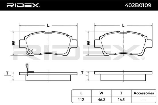 RIDEX Bremsbelagsatz Bremsbeläge Vorne für TOYOTA Yaris Schrägheck (P13) CELICA Bild RIDEX Bremsbelagsatz Bremsbeläge Vorne für TOYOTA Yaris Schrägheck (P13) CELICA