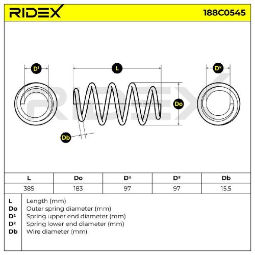RIDEX 188C0545 2x Federn Fahrwerksfedern Vorne passend für MERCEDES-BENZ Bild RIDEX 188C0545 2x Federn Fahrwerksfedern Vorne passend für MERCEDES-BENZ
