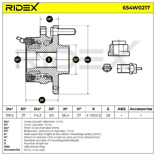 RIDEX 654W0217 Radlagersatz pro 1 Rad Vorne für CHEVROLET Epica KL1 A213001030 Bild RIDEX 654W0217 Radlagersatz pro 1 Rad Vorne für CHEVROLET Epica KL1 A213001030