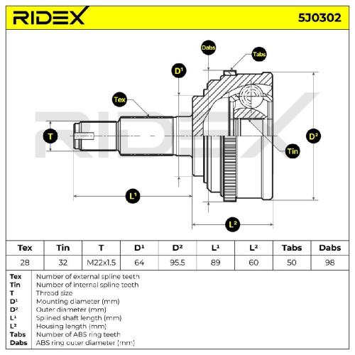 RIDEX 5J0302 Gelenksatz Antriebswelle Achswelle radseitig für HONDA CR-V II (RD) Bild RIDEX 5J0302 Gelenksatz Antriebswelle Achswelle radseitig für HONDA CR-V II (RD)