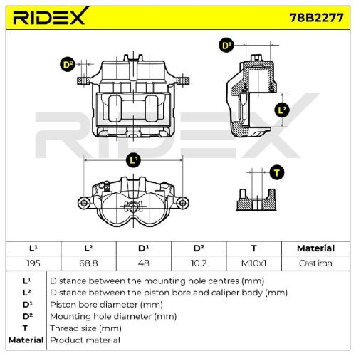 RIDEX 78B2277 Bremssattel Bremszange Vorne rechts für HYUNDAI H-1 Travel (TQ) Bild RIDEX 78B2277 Bremssattel Bremszange Vorne rechts für HYUNDAI H-1 Travel (TQ)