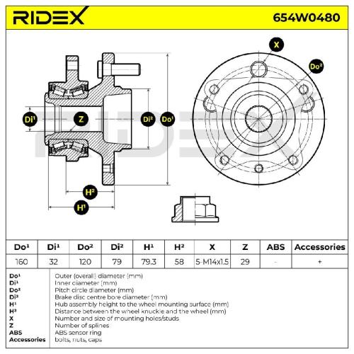RIDEX 654W0480 Radlagersatz pro 1 Rad Vorne für LAND ROVER Discovery Sport Bild RIDEX 654W0480 Radlagersatz pro 1 Rad Vorne für LAND ROVER Discovery Sport