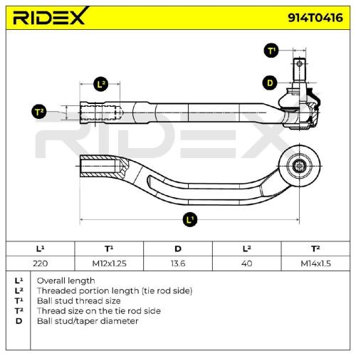 RIDEX Spurstangenkopf vorne rechts Traggelenk 914T0416 für HONDA PRELUDE V (BB) Bild RIDEX Spurstangenkopf vorne rechts Traggelenk 914T0416 für HONDA PRELUDE V (BB)