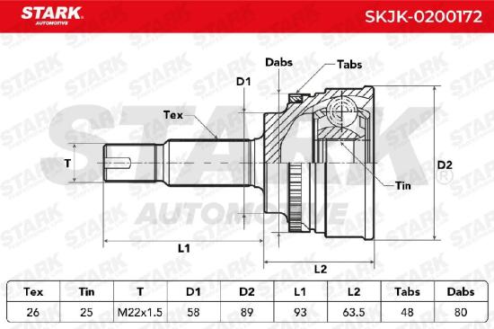 STARK SKJK-0200172 Gelenksatz Antriebswelle Achswelle radseitig für TOYOTA Bild STARK SKJK-0200172 Gelenksatz Antriebswelle Achswelle radseitig für TOYOTA