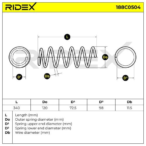 RIDEX 188C0504 2x Federn Fahrwerksfedern Vorne für MITSUBISHI COLT VI Bild RIDEX 188C0504 2x Federn Fahrwerksfedern Vorne für MITSUBISHI COLT VI