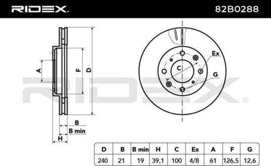 RIDEX 82B0288 2x Bremsscheiben Vorne Ø239,5mm Belüftet für HONDA Bild RIDEX 82B0288 2x Bremsscheiben Vorne Ø239,5mm Belüftet für HONDA