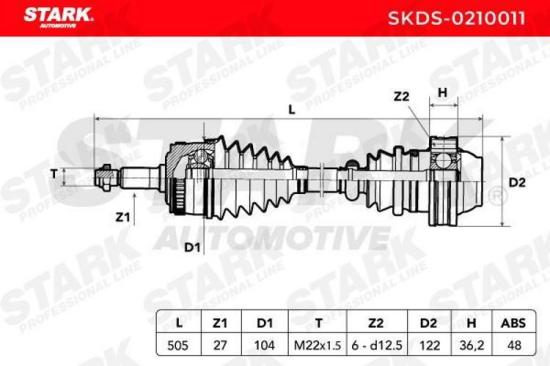 STARK Antriebswelle Achswelle passend für MERCEDES-BENZ VITO Bus (638) Bild STARK Antriebswelle Achswelle passend für MERCEDES-BENZ VITO Bus (638)