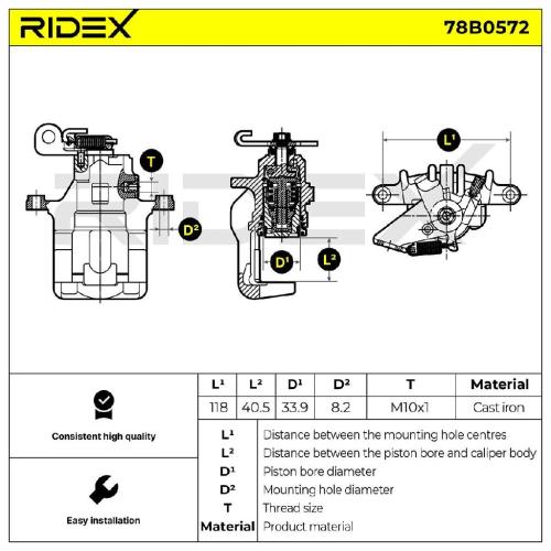 RIDEX 78B0572 Bremssattel Bremszange Hinten links für ALFA ROMEO SPIDER (916S) Bild RIDEX 78B0572 Bremssattel Bremszange Hinten links für ALFA ROMEO SPIDER (916S)