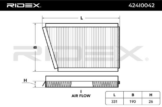 RIDEX 424I0042 Innenraumfilter Pollenfilter Aktivkohlefilter Höhe: 25 Breite: Bild RIDEX 424I0042 Innenraumfilter Pollenfilter Aktivkohlefilter Höhe: 25 Breite: