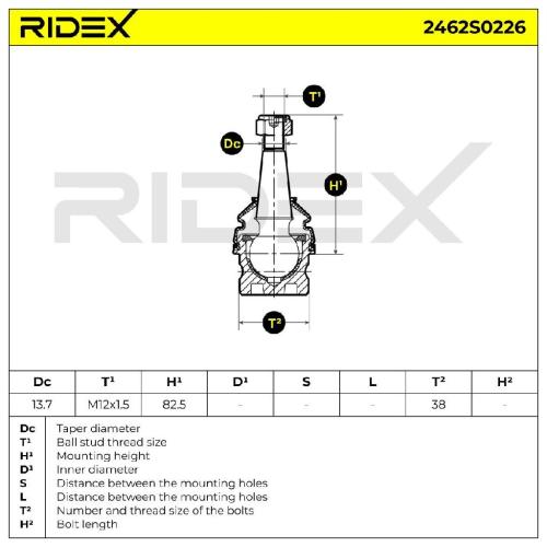 RIDEX 2462S0226 Traggelenk Führungsgelenk Vorne für AUDI A4 Avant (8K5, B8) Q5 Bild RIDEX 2462S0226 Traggelenk Führungsgelenk Vorne für AUDI A4 Avant (8K5, B8) Q5