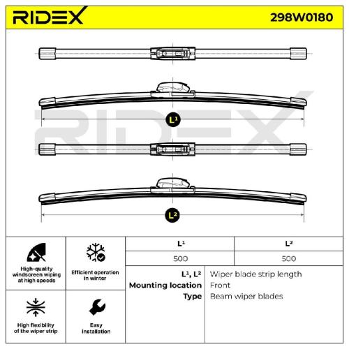 2x RIDEX Scheibenwischer Satz Wischerblätter Satz mit Spoiler Vorne Länge 1: Bild 2x RIDEX Scheibenwischer Satz Wischerblätter Satz mit Spoiler Vorne Länge 1: