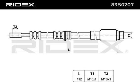 RIDEX Bremsschlauch 83B0207 VORNE beidseitig BREMSSCHLÄUCHE Länge: 412mm Bild RIDEX Bremsschlauch 83B0207 VORNE beidseitig BREMSSCHLÄUCHE Länge: 412mm