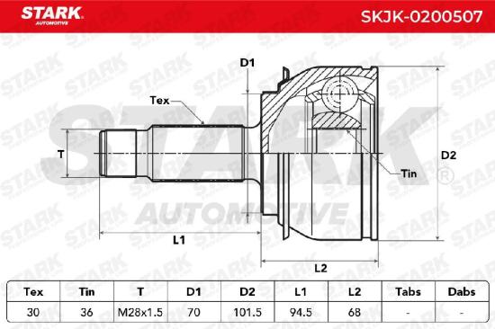 STARK SKJK-0200507 Gelenksatz Antriebswelle Achswelle radseitig Hinten Bild STARK SKJK-0200507 Gelenksatz Antriebswelle Achswelle radseitig Hinten