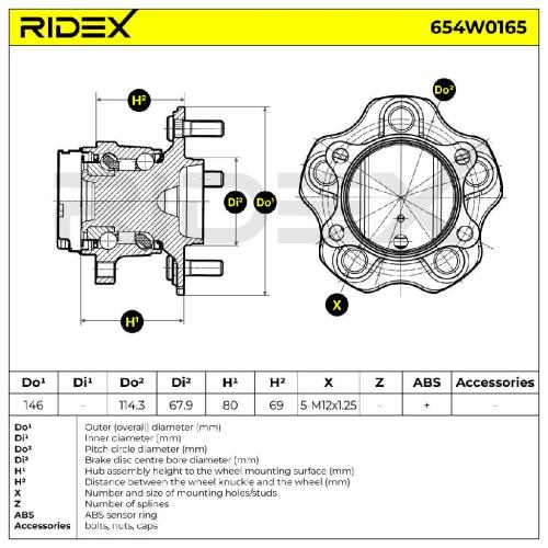 RIDEX 654W0165 Radlagersatz pro 1 Rad Hinten beidseitig für NISSAN 402023SH0A Bild RIDEX 654W0165 Radlagersatz pro 1 Rad Hinten beidseitig für NISSAN 402023SH0A
