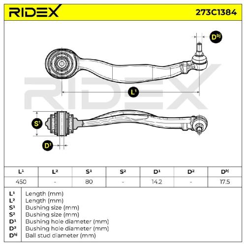 RIDEX 273C1384 Lenker Radaufhängung Querlenker Front rechts Rear 2123303211 Bild RIDEX 273C1384 Lenker Radaufhängung Querlenker Front rechts Rear 2123303211