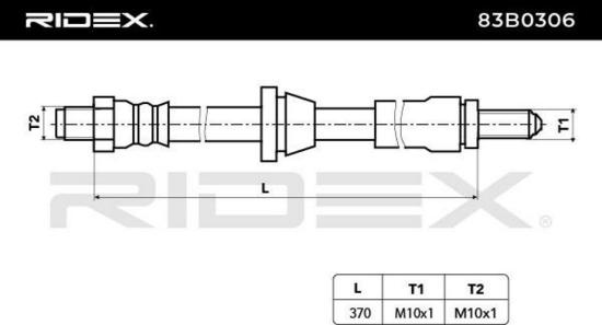 RIDEX Bremsschlauch 83B0306 VORNE beidseitig BREMSSCHLÄUCHE Länge: 370mm Bild RIDEX Bremsschlauch 83B0306 VORNE beidseitig BREMSSCHLÄUCHE Länge: 370mm