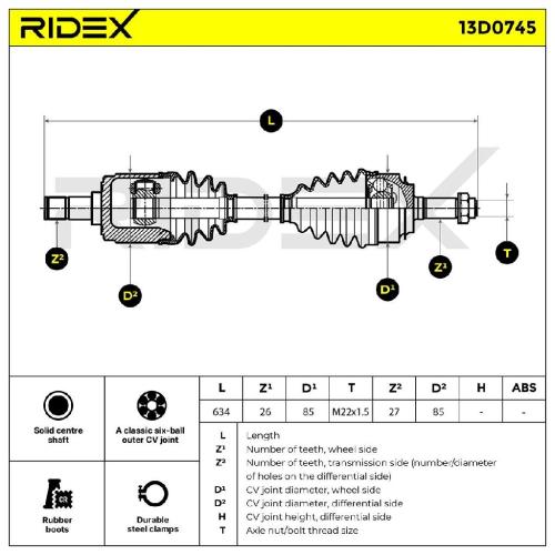 RIDEX Antriebswelle Achswelle Vorderachse/Vorne links für HONDA 44306SMGE00 Bild RIDEX Antriebswelle Achswelle Vorderachse/Vorne links für HONDA 44306SMGE00