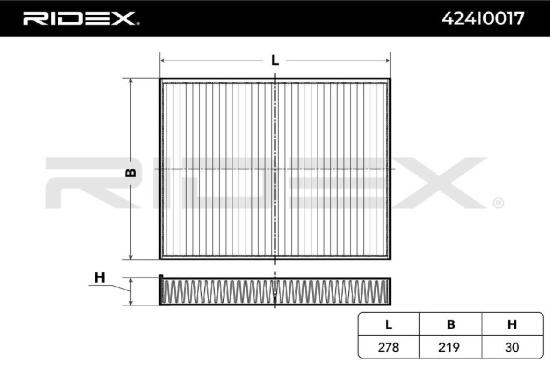 RIDEX 424I0017 Innenraumfilter Pollenfilter Aktivkohlefilter Höhe: 30 Breite: Bild RIDEX 424I0017 Innenraumfilter Pollenfilter Aktivkohlefilter Höhe: 30 Breite: