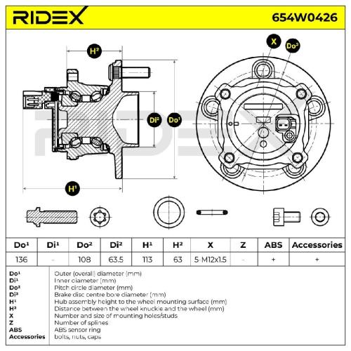 RIDEX 654W0426 Radlagersatz pro 1 Rad Hinten beidseitig für VOLVO V50 (545) Bild RIDEX 654W0426 Radlagersatz pro 1 Rad Hinten beidseitig für VOLVO V50 (545)
