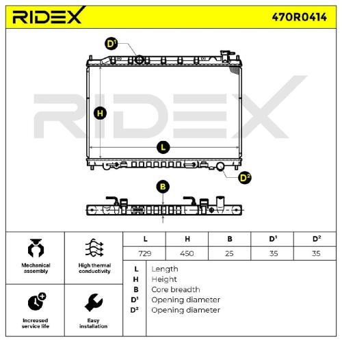 RIDEX 470R0414 Motorkühler / Wasserkühler für NISSAN MURANO (Z50) 21460CA010 Bild RIDEX 470R0414 Motorkühler / Wasserkühler für NISSAN MURANO (Z50) 21460CA010