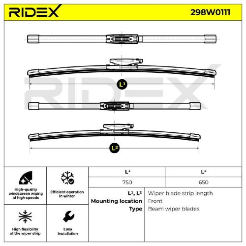 2x RIDEX Scheibenwischer Satz Wischerblätter Satz mit Spoiler Vorne Länge 1: für Bild 2x RIDEX Scheibenwischer Satz Wischerblätter Satz mit Spoiler Vorne Länge 1: für