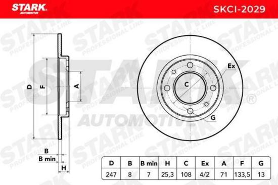 STARK SKCI-2029 2x Bremsscheiben Hinten Ø247mm voll passend für PEUGEOT Bild STARK SKCI-2029 2x Bremsscheiben Hinten Ø247mm voll passend für PEUGEOT