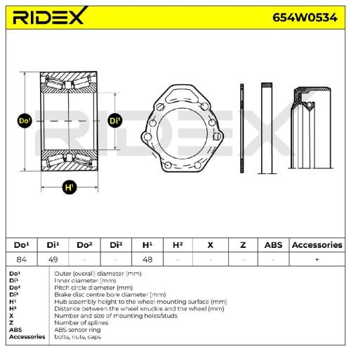 RIDEX 654W0534 Radlagersatz pro 1 Rad Hinten beidseitig für VW Polo Schrägheck Bild RIDEX 654W0534 Radlagersatz pro 1 Rad Hinten beidseitig für VW Polo Schrägheck