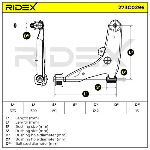 RIDEX 273C0296 Lenker Radaufhängung Querlenker Front für MITSUBISHI MB907115 Bild RIDEX 273C0296 Lenker Radaufhängung Querlenker Front für MITSUBISHI MB907115