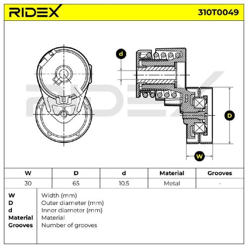 RIDEX 310T0049 Spannrolle Keilrippenriemen für NISSAN Qashqai / Qashqai +2 I Bild RIDEX 310T0049 Spannrolle Keilrippenriemen für NISSAN Qashqai / Qashqai +2 I