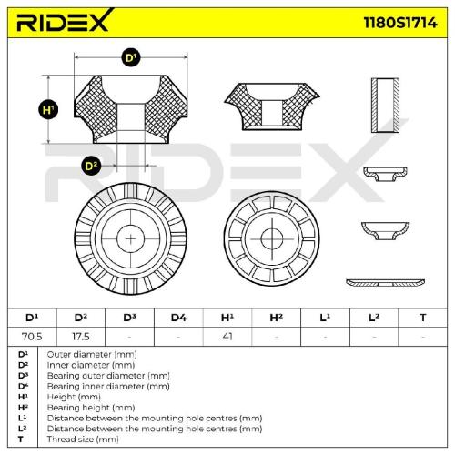 RIDEX 1180S1714 Federbeinstützlager Hinten beidseitig für VW Golf 1V Schrägheck Bild RIDEX 1180S1714 Federbeinstützlager Hinten beidseitig für VW Golf 1V Schrägheck