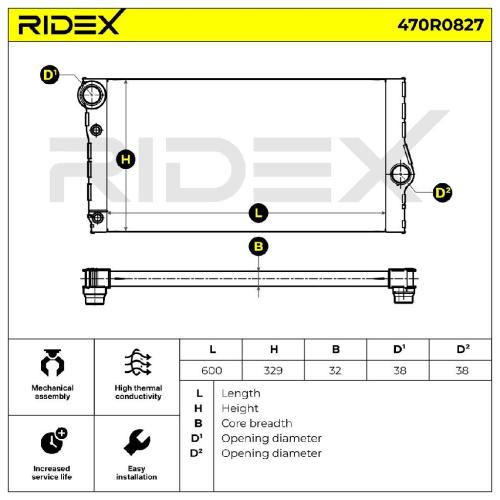 RIDEX 470R0827 Motorkühler / Wasserkühler für BMW 5 Touring (F11) 17117805627 Bild RIDEX 470R0827 Motorkühler / Wasserkühler für BMW 5 Touring (F11) 17117805627