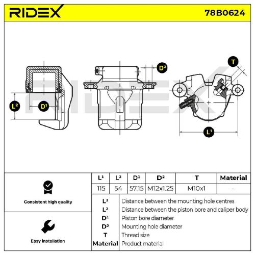 RIDEX 78B0624 Bremssattel Bremszange Vorne rechts für SUZUKI Grand Vitara I SUV Bild RIDEX 78B0624 Bremssattel Bremszange Vorne rechts für SUZUKI Grand Vitara I SUV