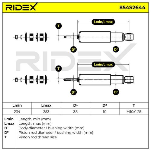 RIDEX 854S2644 2x Stoßdämpfer Gasdruck Vorne für NISSAN TERRANO I (WD21) Bild RIDEX 854S2644 2x Stoßdämpfer Gasdruck Vorne für NISSAN TERRANO I (WD21)