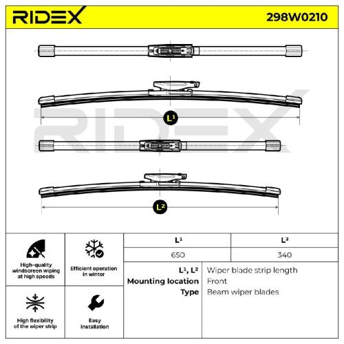 RIDEX Scheibenwischer Satz Wischerblätter Satz mit Spoiler Vorne Länge 1: 650mm Bild RIDEX Scheibenwischer Satz Wischerblätter Satz mit Spoiler Vorne Länge 1: 650mm