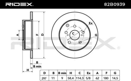 RIDEX 82B0939 1x Bremsscheibe Hinten Ø297mm voll für TOYOTA Verso (R2) Bild RIDEX 82B0939 1x Bremsscheibe Hinten Ø297mm voll für TOYOTA Verso (R2)