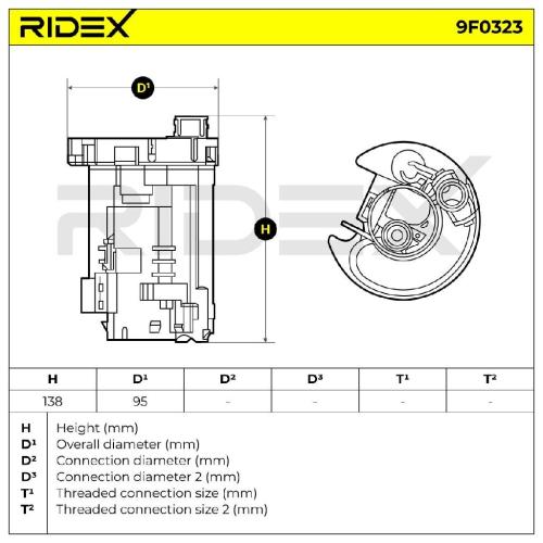 RIDEX 9F0323 Kraftstofffilter Filter Cartridge für TOYOTA AURIS 233000A020 Bild RIDEX 9F0323 Kraftstofffilter Filter Cartridge für TOYOTA AURIS 233000A020