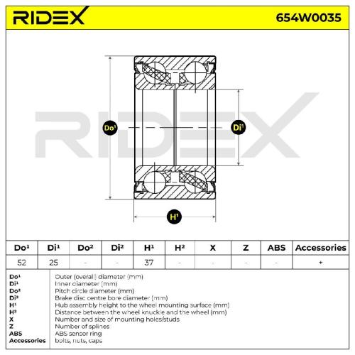 RIDEX 654W0035 Radlagersatz pro 1 Rad Hinten beidseitig für RENAULT Clio 1I Bild RIDEX 654W0035 Radlagersatz pro 1 Rad Hinten beidseitig für RENAULT Clio 1I
