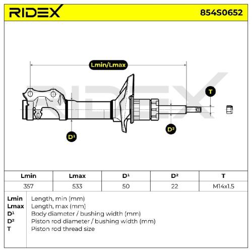 RIDEX 854S0652 2x Stoßdämpfer Federbein Gasdruck Vorne für VW Golf 1II (1H1) Bild RIDEX 854S0652 2x Stoßdämpfer Federbein Gasdruck Vorne für VW Golf 1II (1H1)